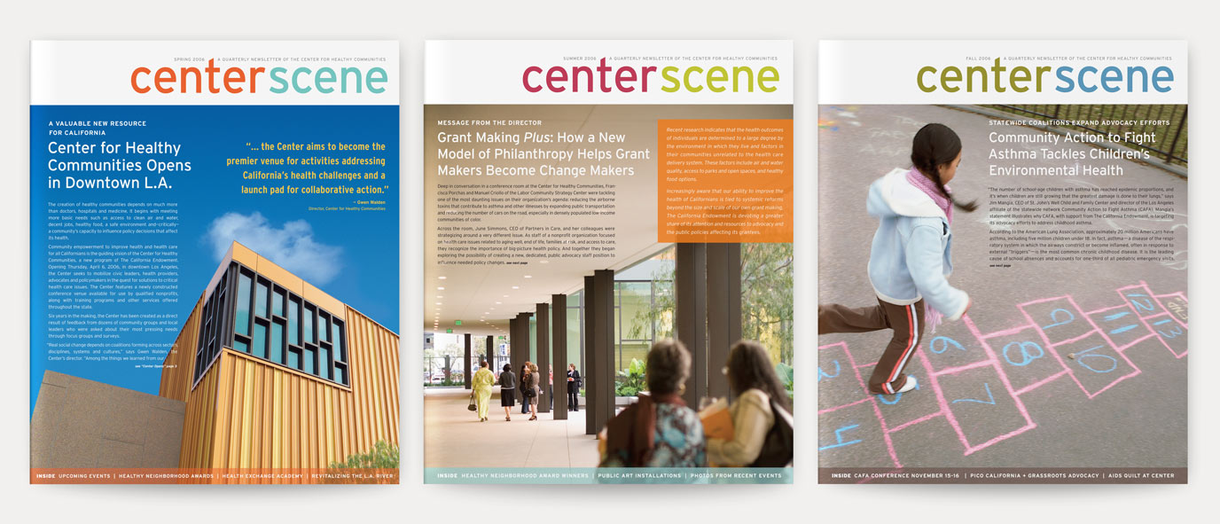 CenterScene Newsletter Covers - The Center for Healthy Communities