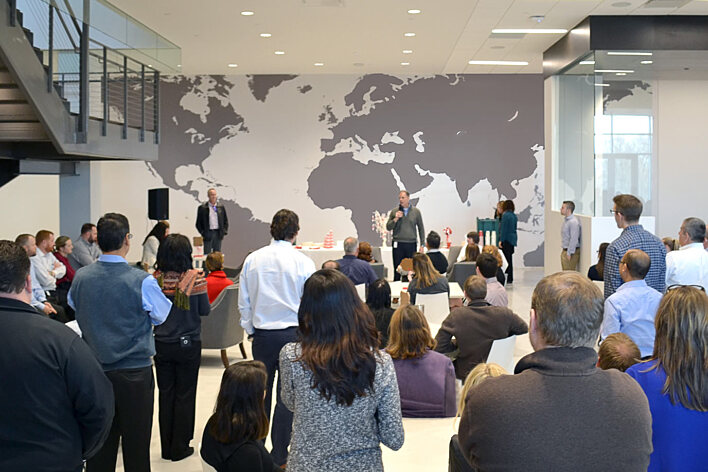 Kubota Headquarters World Map Graphic
