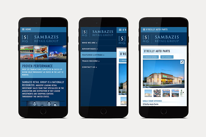 Commercial Real Estate website - Sambazis Retail Group
