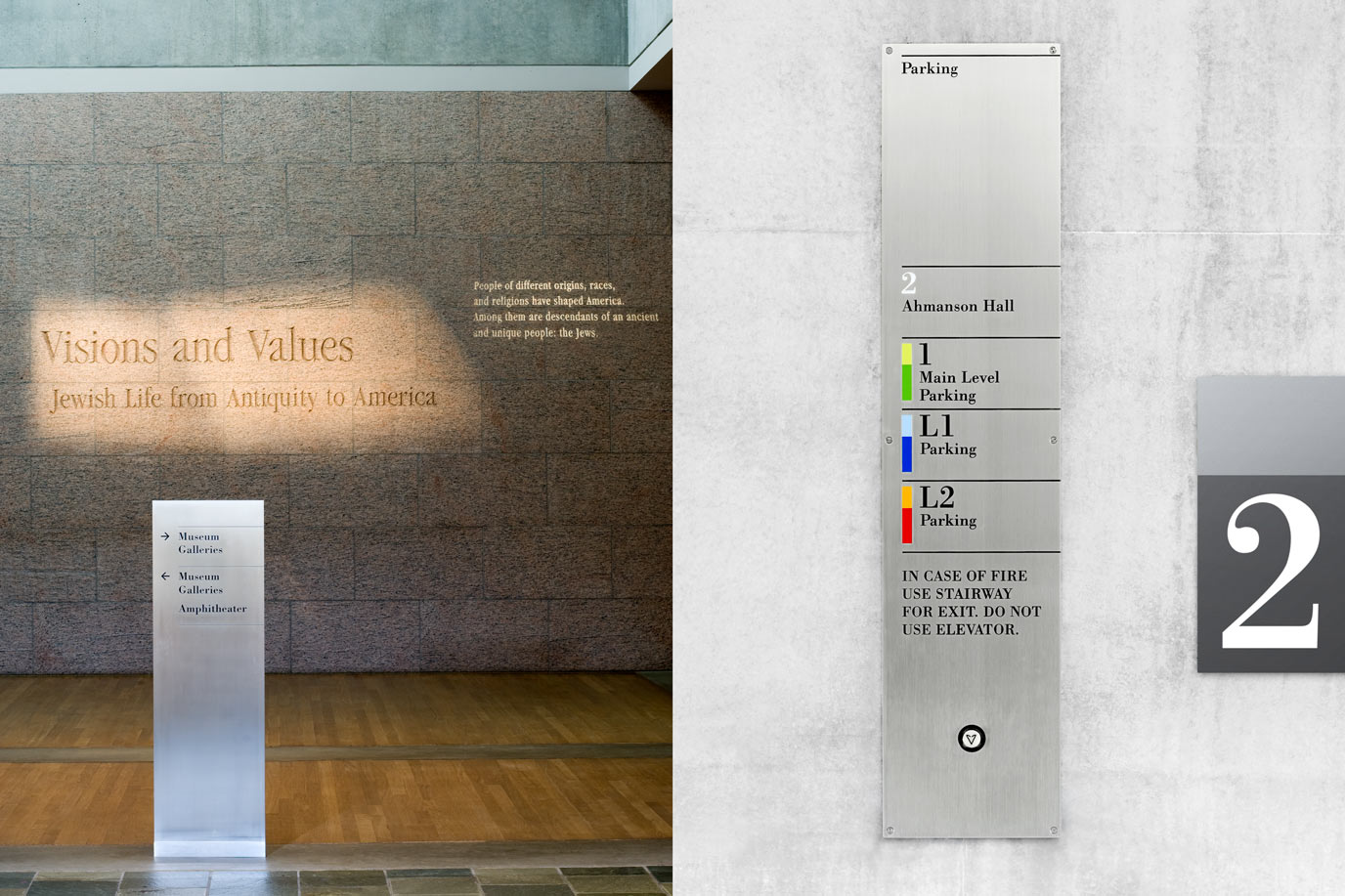Skirball Cultural Center - Interior and Elevator Signage